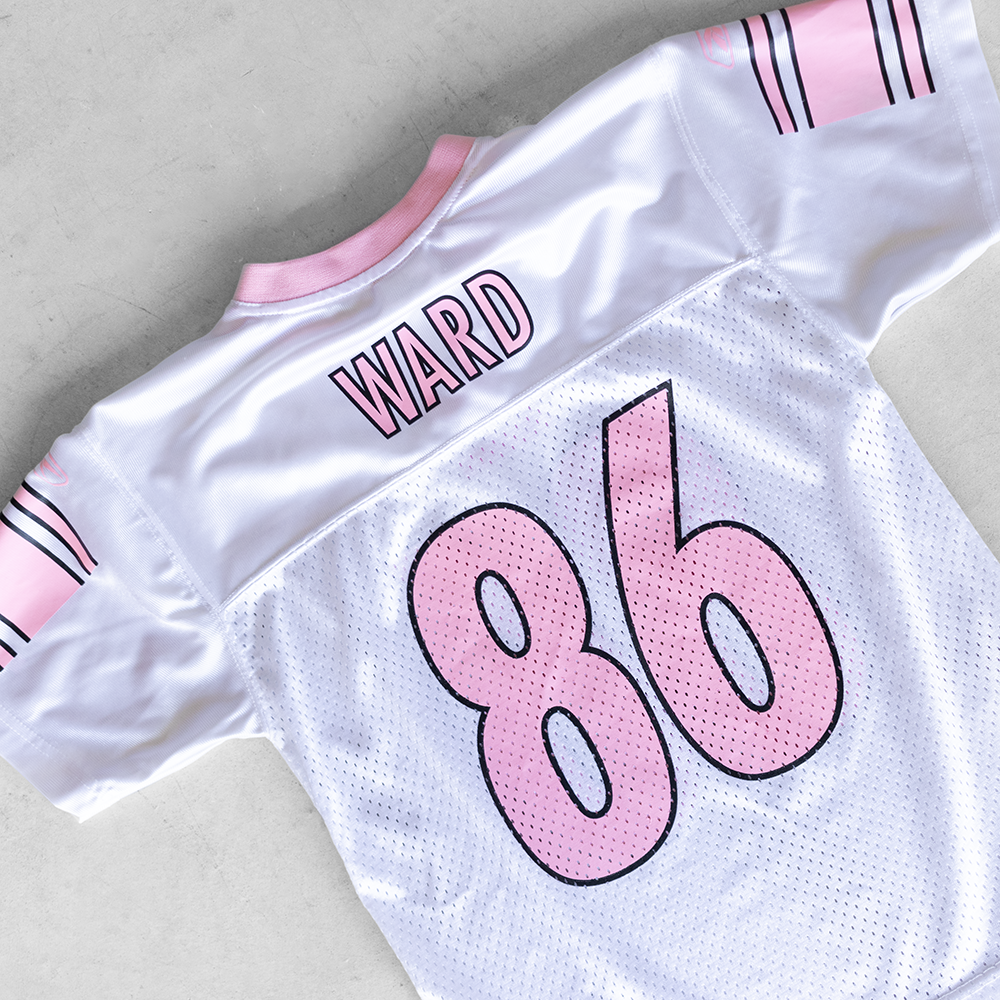 Vintage NFL Pittsburg Steelers Hines Ward #86 Baby Pink Youth Football Jersey (M)