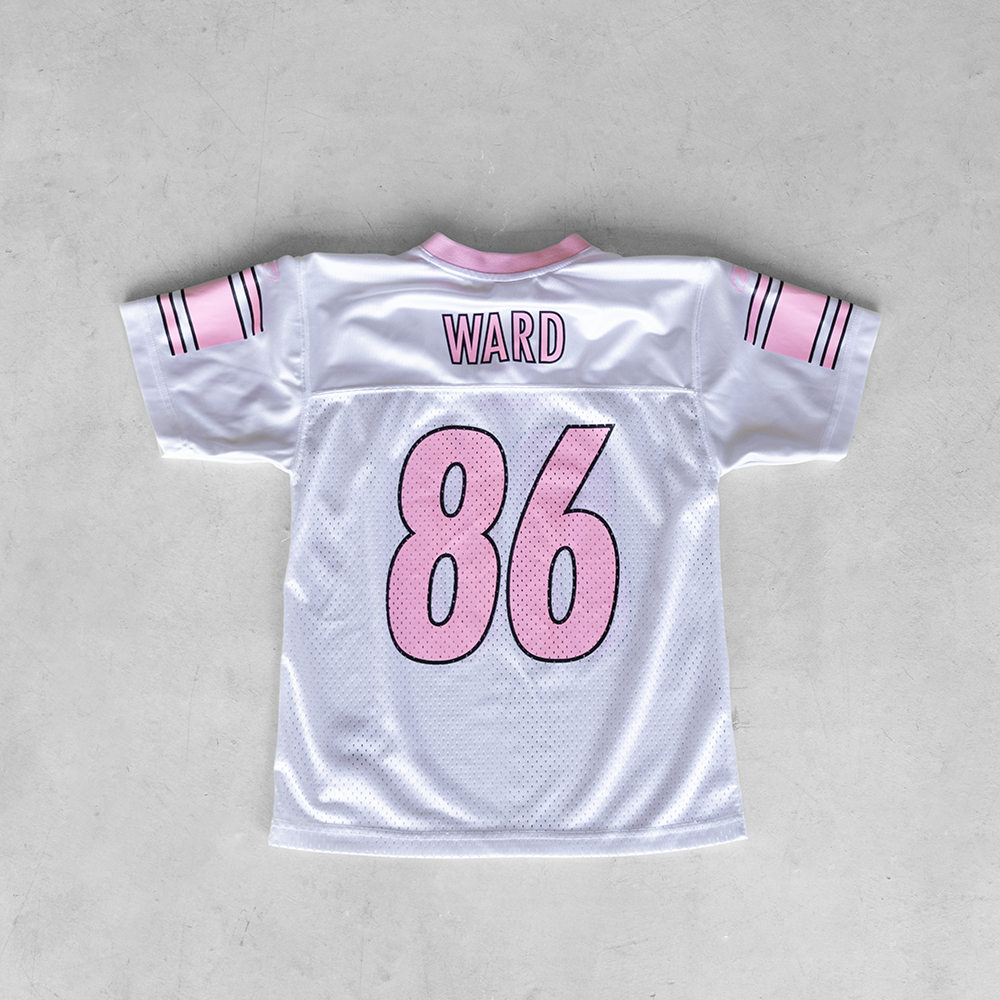 Vintage NFL Pittsburg Steelers Hines Ward #86 Baby Pink Youth Football Jersey (M)