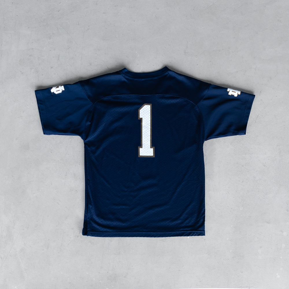 Vintage Adidas University Of Notre Dame #1 Navy Youth Football Jersey (L)