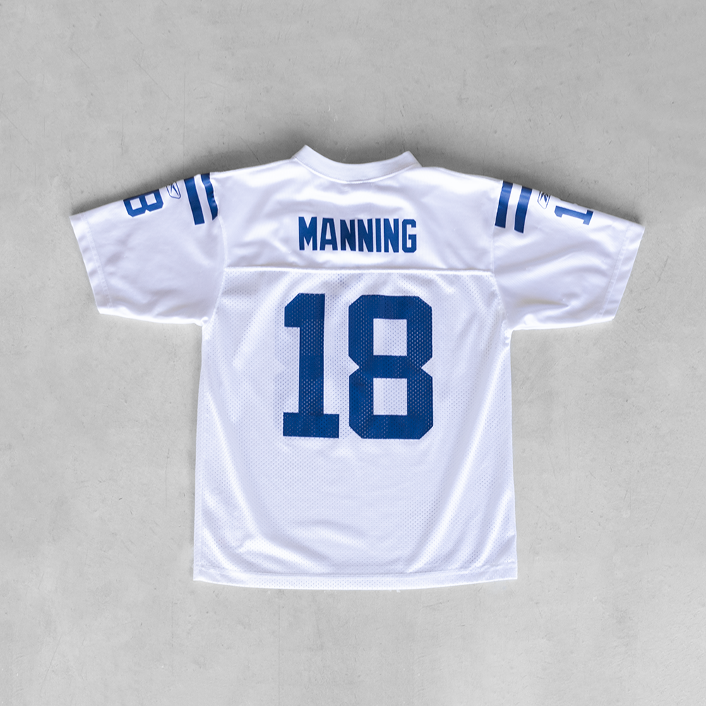 Vintage NFL Indianapolis Colts Peyton Manning #18 White Youth Football Jersey (L)