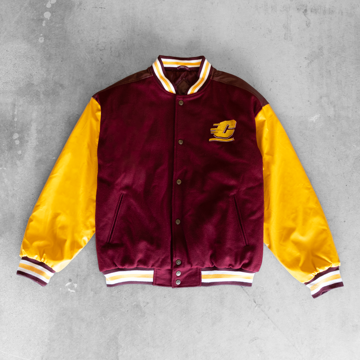 Vintage Central Michigan University Faux Leather Jacket (M)