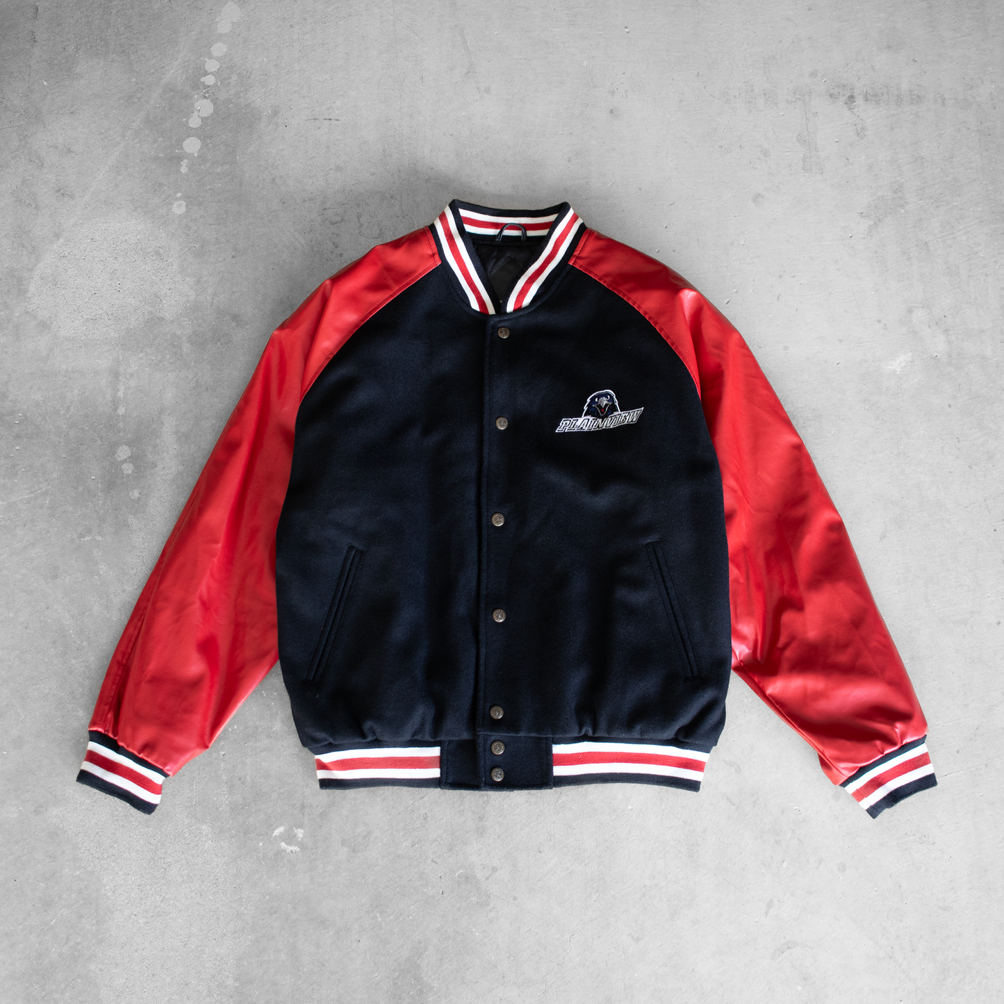 Vintage Plainview Hawks Baseball Faux Leather Jacket (M)