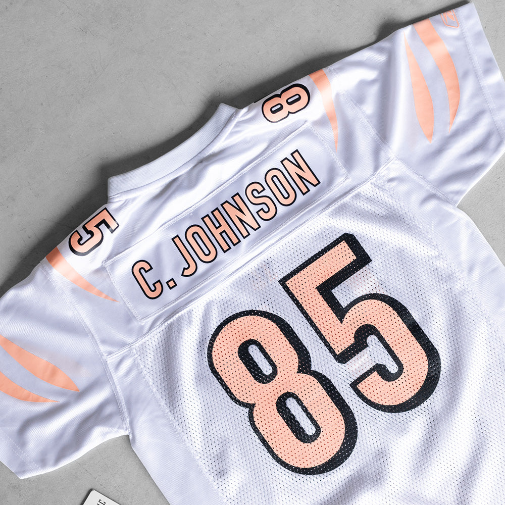 Vintage NFL Cincinnati Tigers Chad Johnson #85 Peach Youth Football Jersey (XL)
