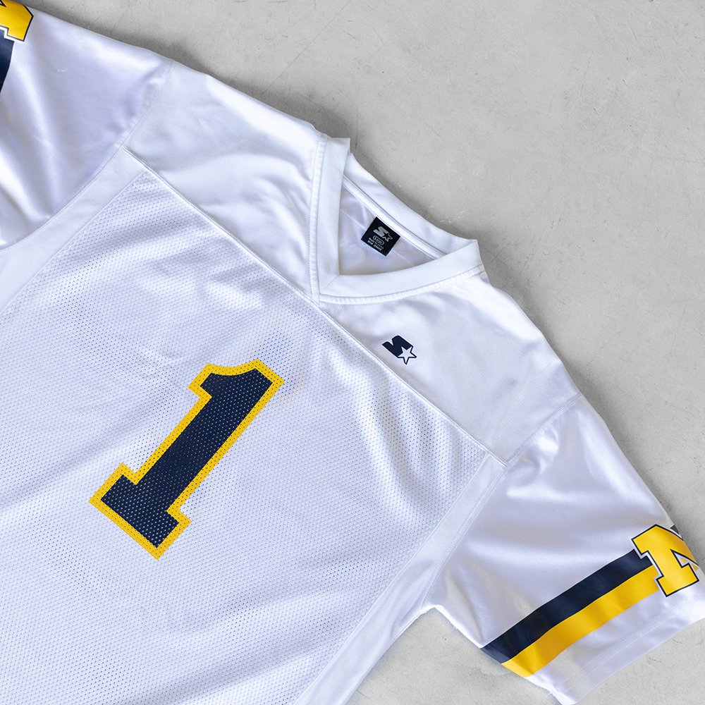 Vintage Michigan Wolverines #1 White Football Jersey (L)