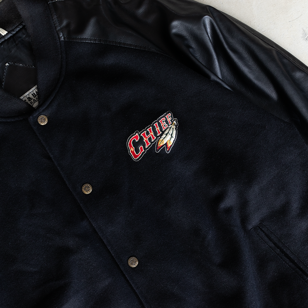 Vintage Chief Embroidered Graphic Faux Leather Jacket (XL)