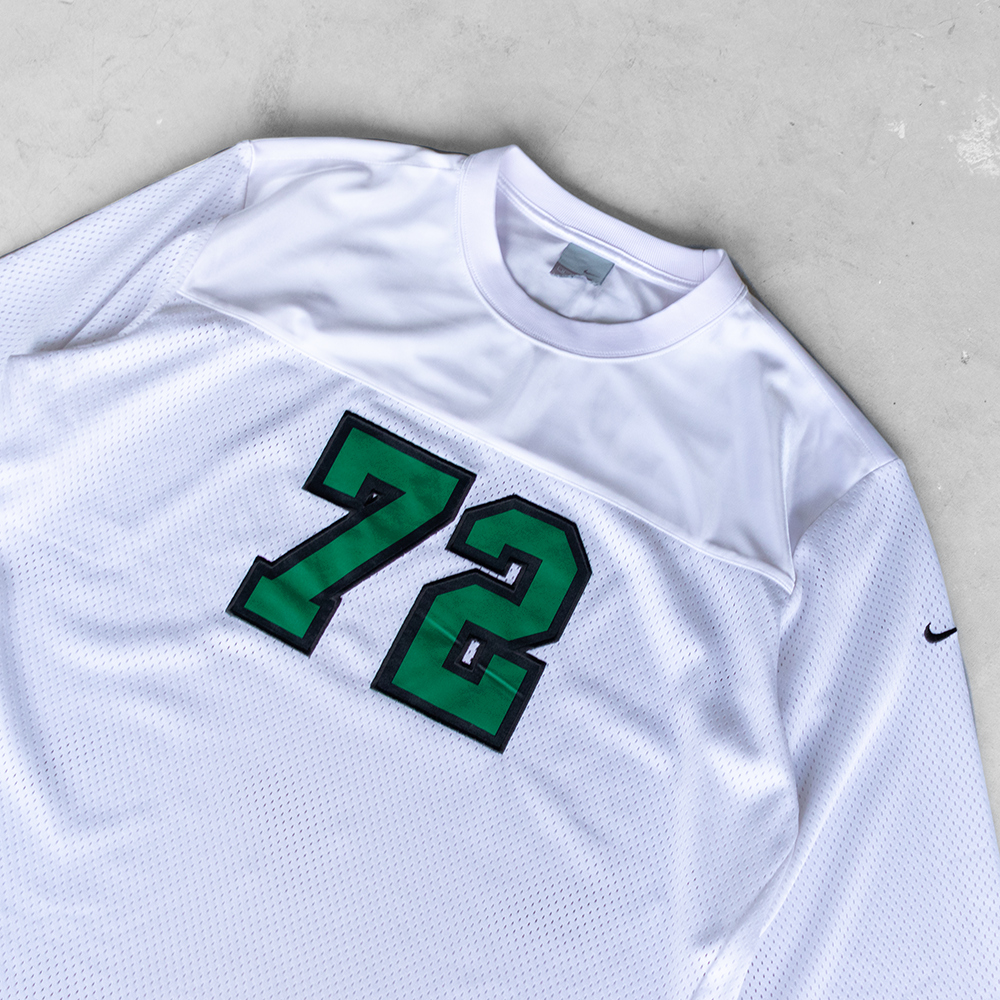 Vintage Nike #72 Long Sleeve White Football Style Jersey (M)