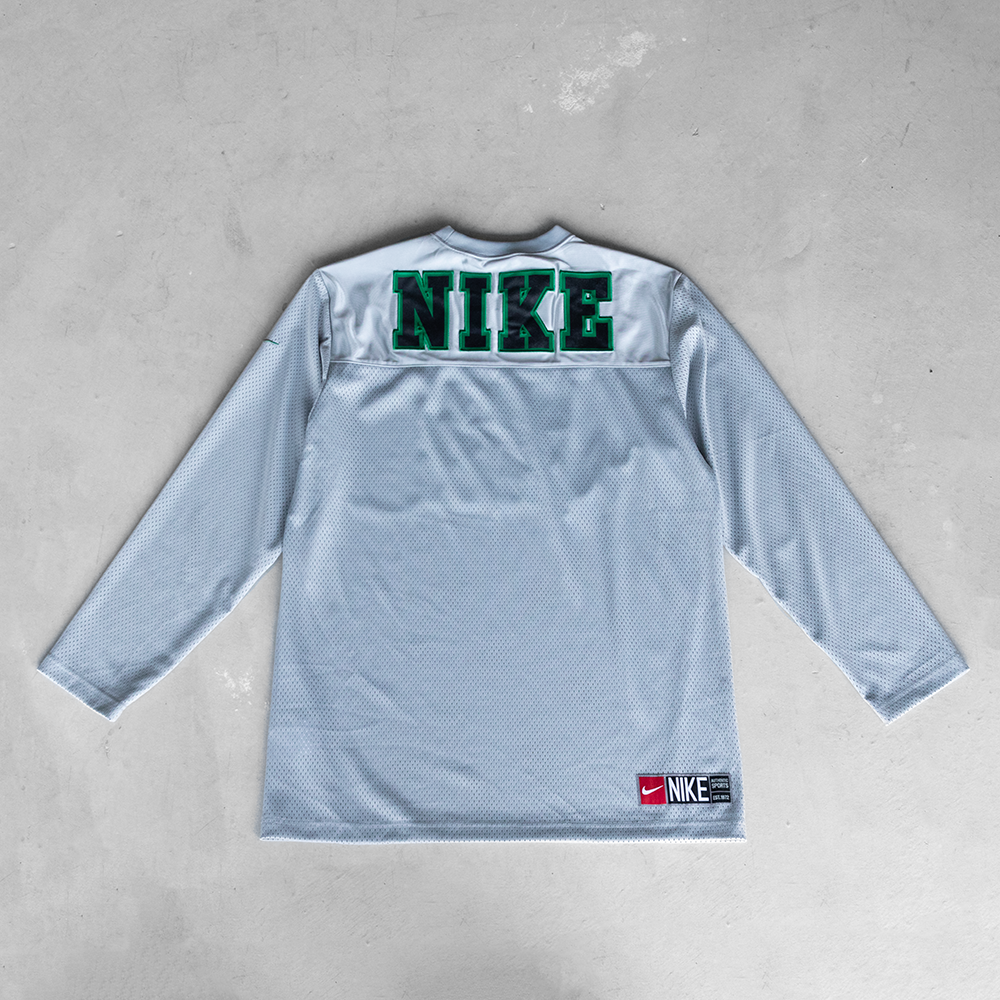 Vintage Nike #72 Long Sleeve Silver Football Style Jersey (M)