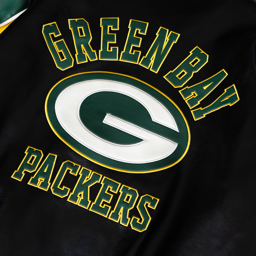 Vintage NFL Green Bay Packers Faux Leather Jacket (L)