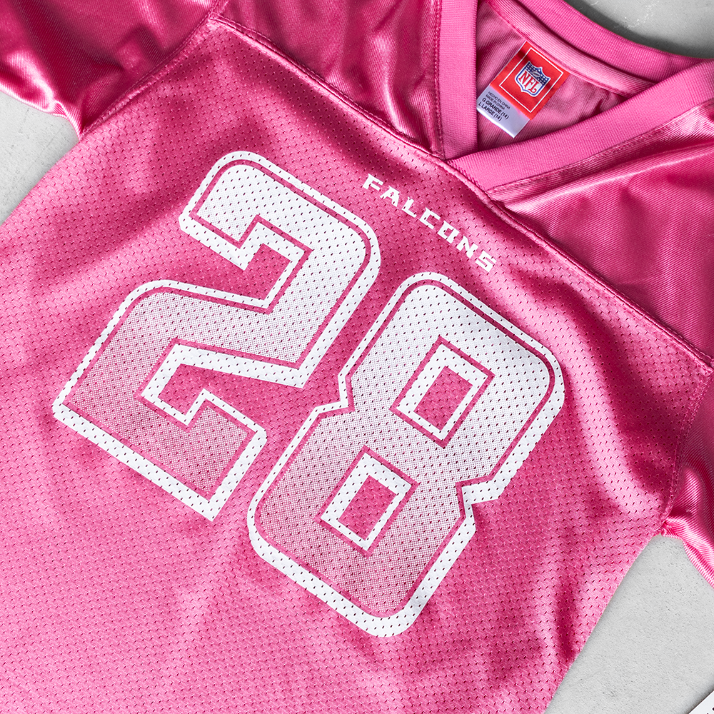 Vintage NFL Atlanta Falcons Warrick Dunn #28 Pink Youth Football Jersey (L)