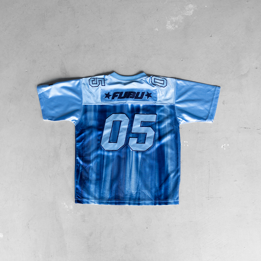 Vintage 90's FUBU All Stars #05 Baby Blue Youth Football Style Jersey