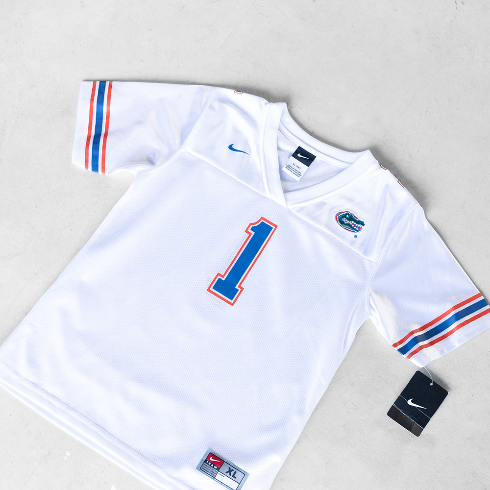 Vintage Florida Gators #1 White Youth Football Jersey (XL)
