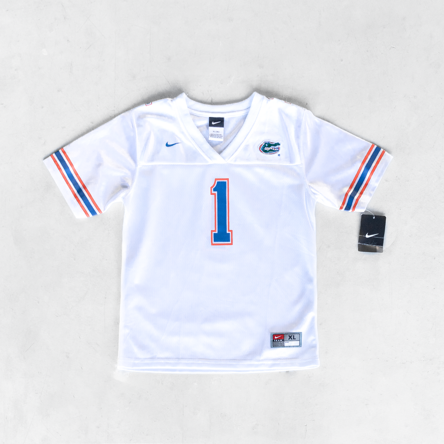 Vintage Florida Gators #1 White Youth Football Jersey (XL)
