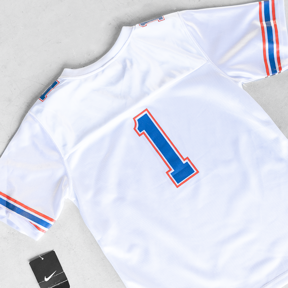 Vintage Florida Gators #1 White Youth Football Jersey (XL)