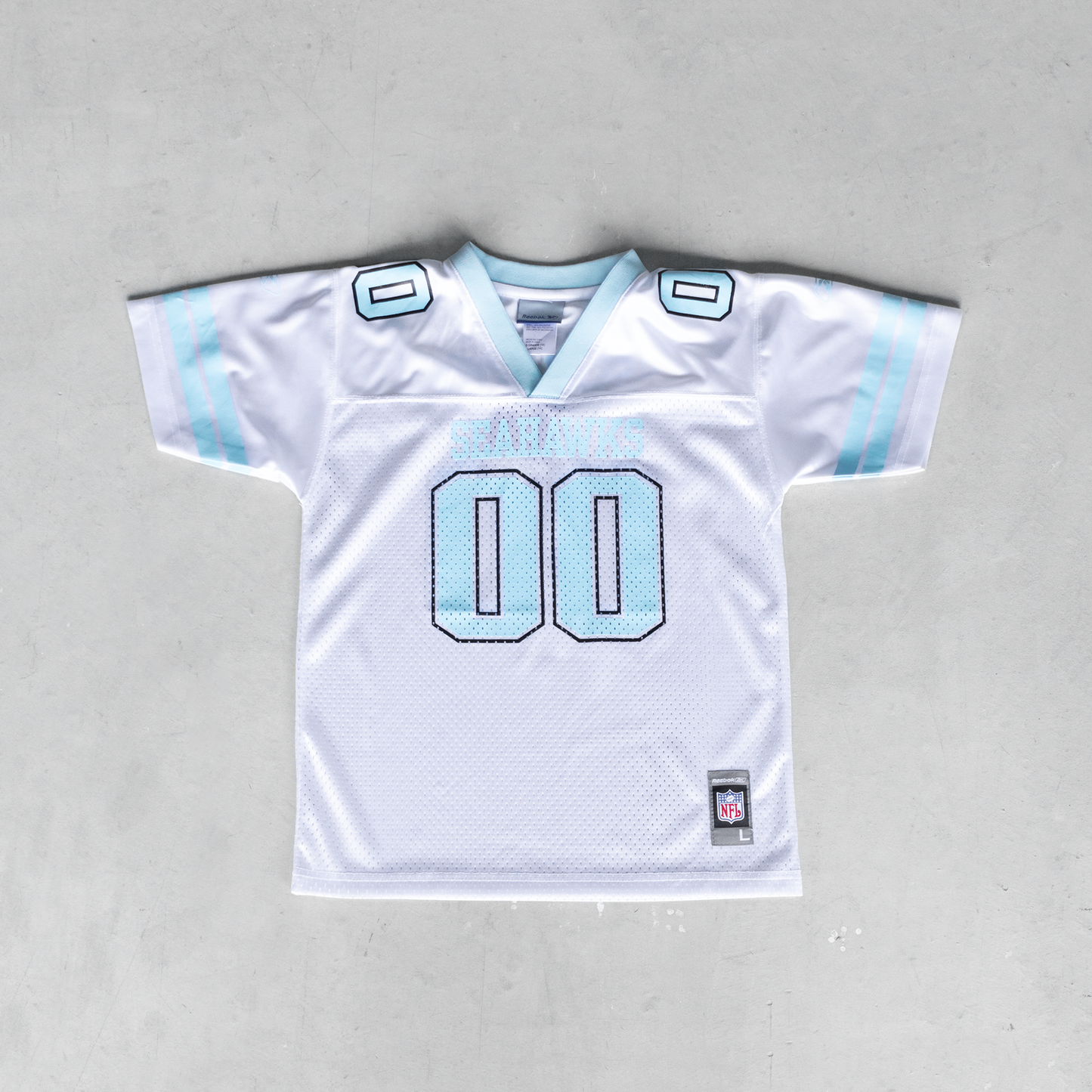 Vintage NFL Seahawks #00 Baby Blue Youth Football Jersey (L)