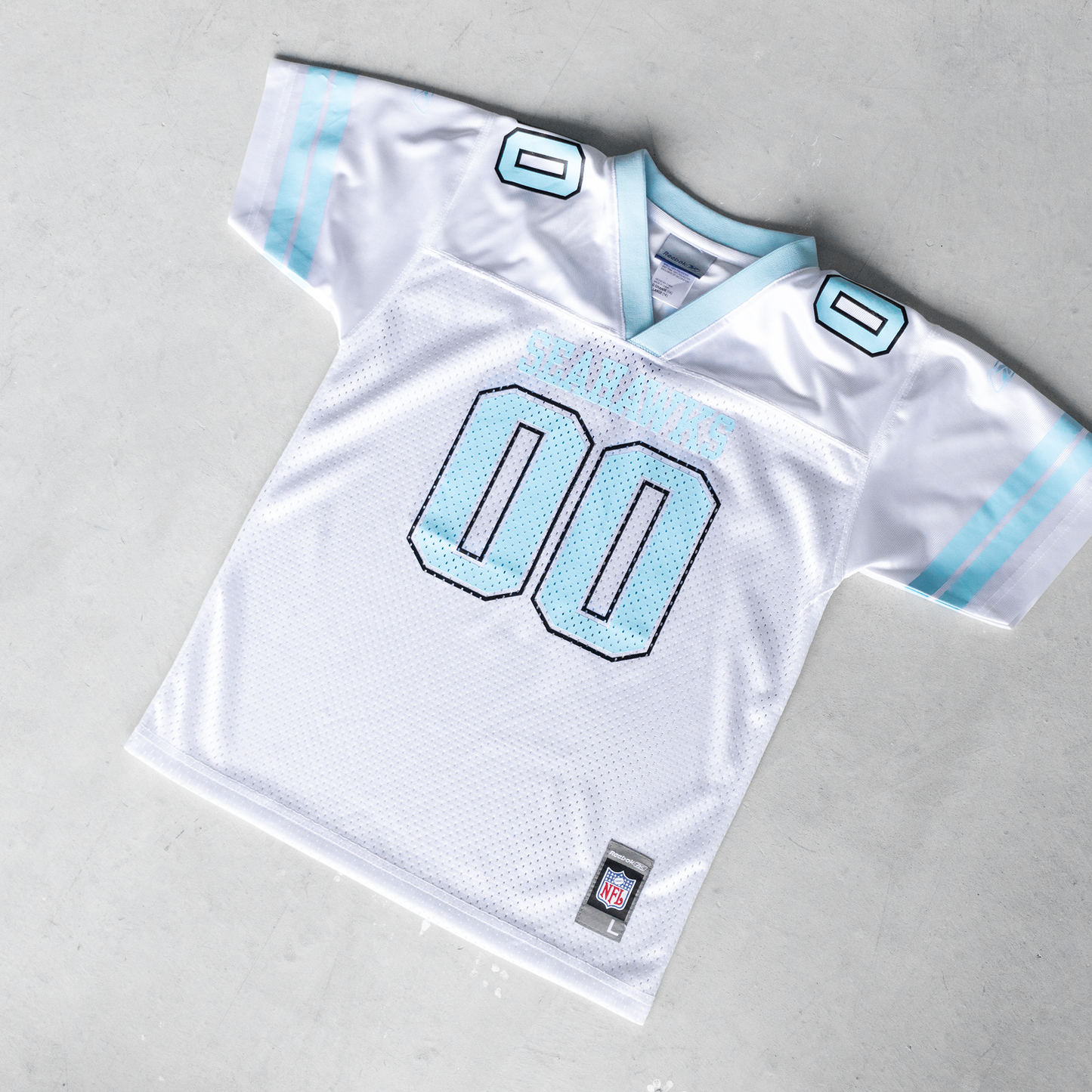 Vintage NFL Seahawks #00 Baby Blue Youth Football Jersey (L)