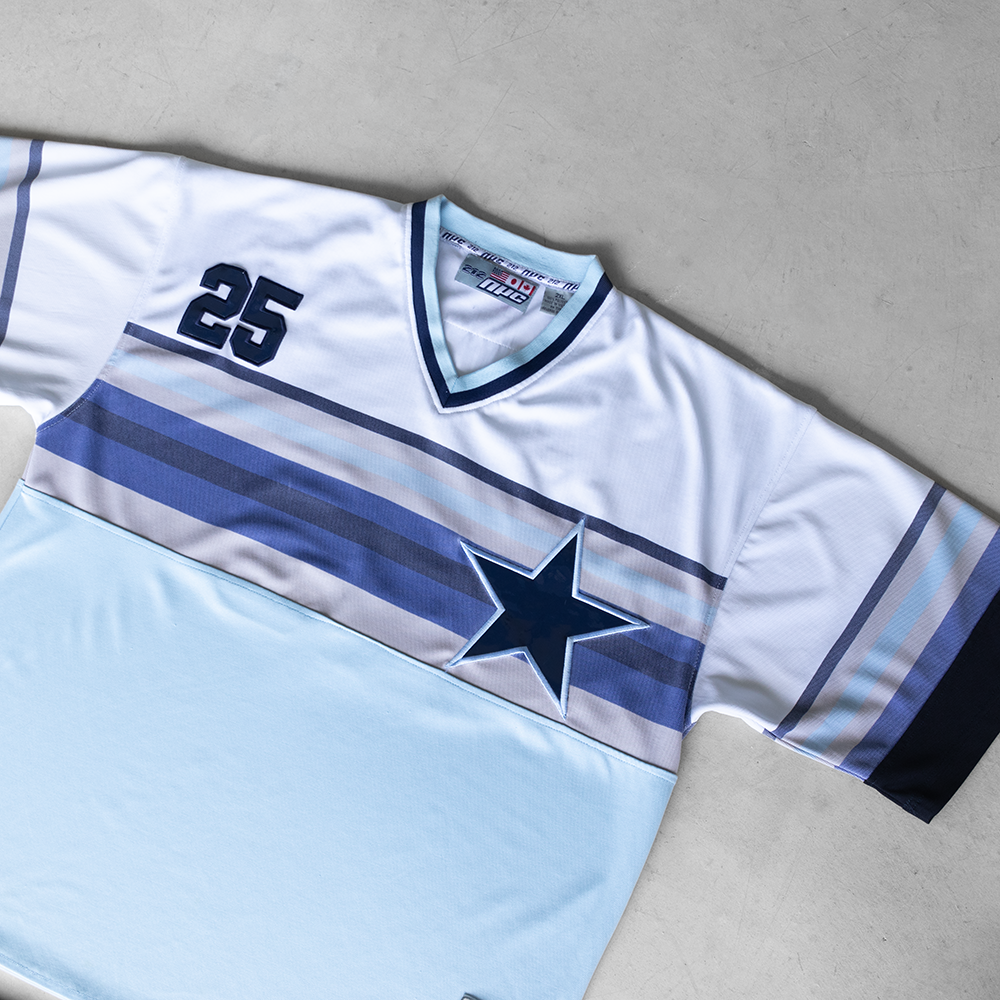Vintage NYC 212 #25 Blue Baseball Jersey (XXL)