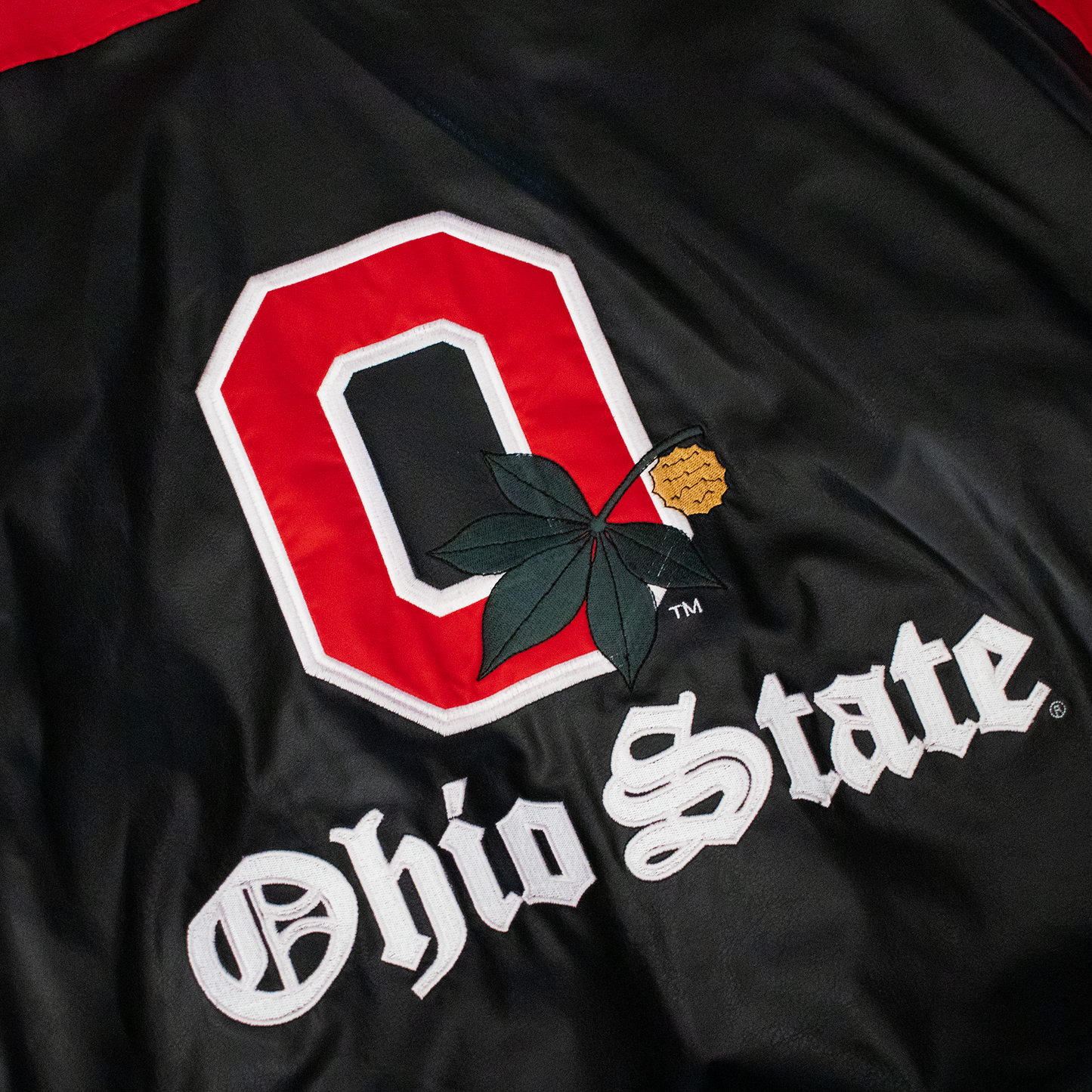 Vintage Ohio State Buckeyes Football Faux Leather Jacket (XL)