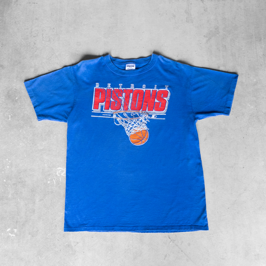 Vintage 1988 NBA Detroit Pistons Hoop Graphic Youth T-Shirt (L)