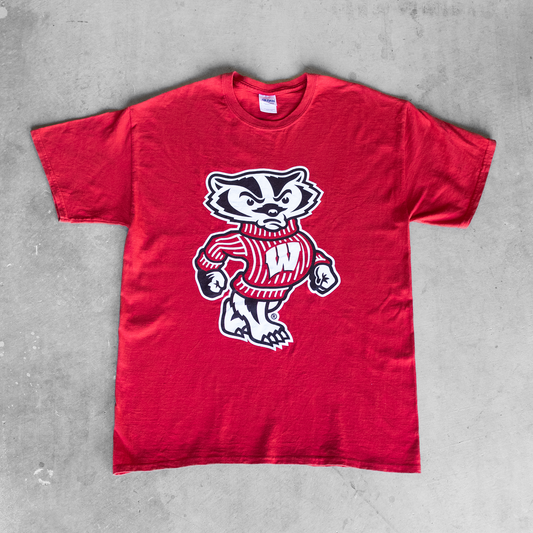 Vintage University Of Wisconsin Badgers Mascot Graphic T-Shirt (L)