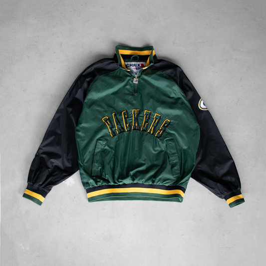 Vintage Green Bay Packers Quater Zip Windbreaker Jacket (M)