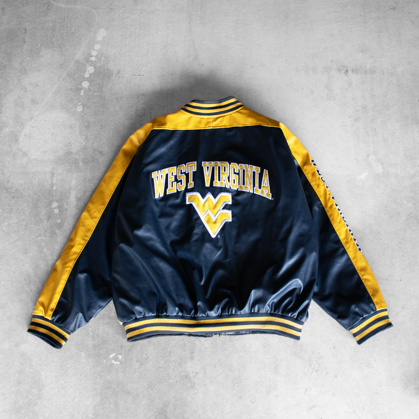 Vintage West Virginia University Faux Leather Jacket (XL)