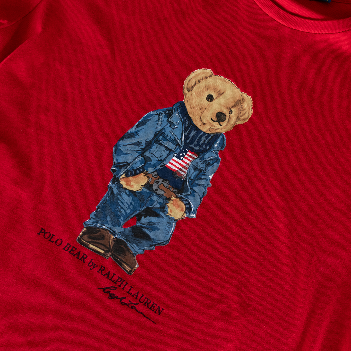 Polo Bear by Ralph Lauren Denim Jacket Bear Graphic T-Shirt (L)