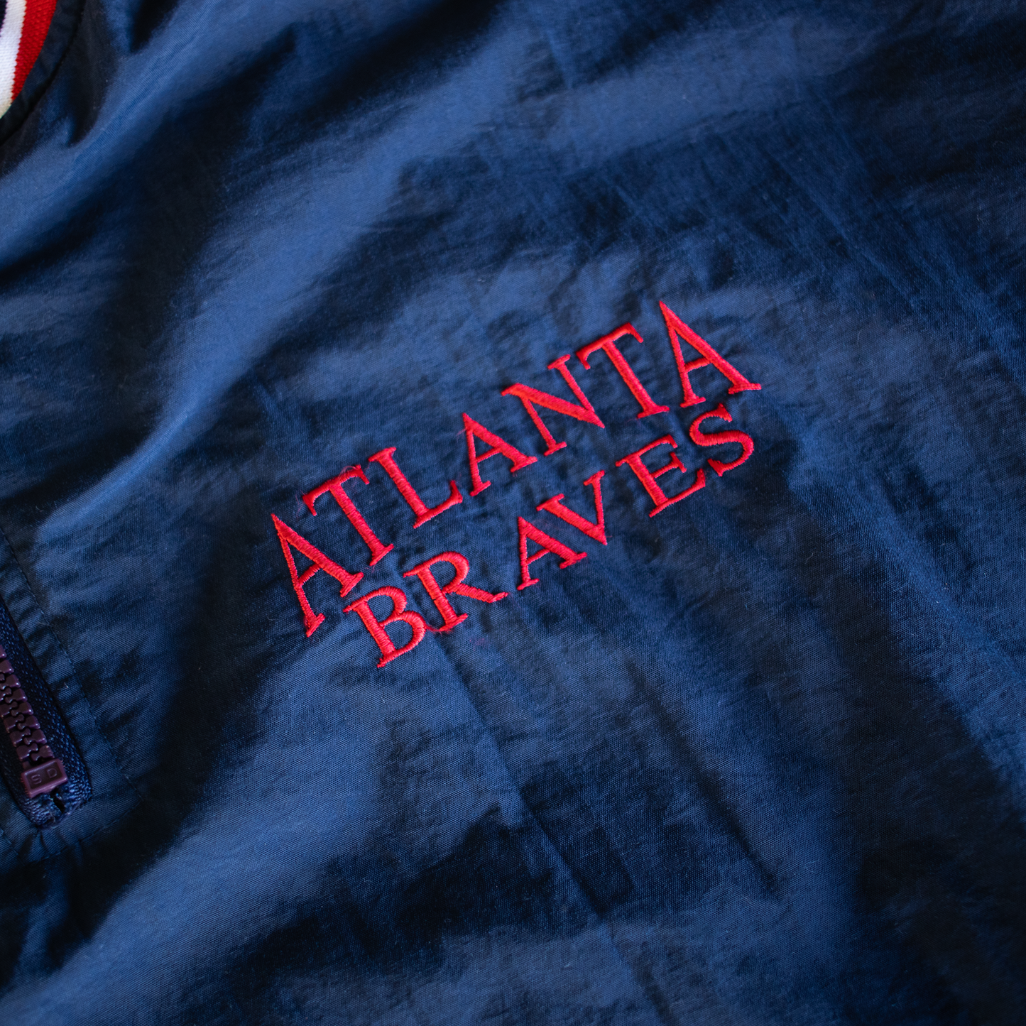 Vintage MLB Atlanta Braves 1/4 Zip Russell Athletic Windbreaker Jacket (L)