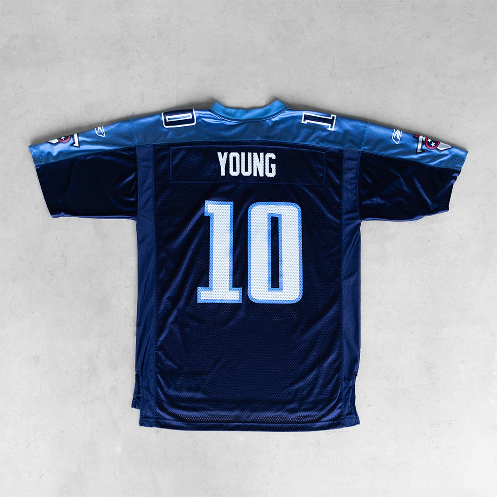 Vintage NFL Tennessee Titans Vincent Young #10 Navy Football Jersey (L)