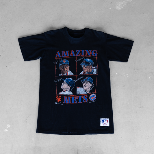 Vintage 1990 MLB New York Mets Players Graphic T-Shirt (S)