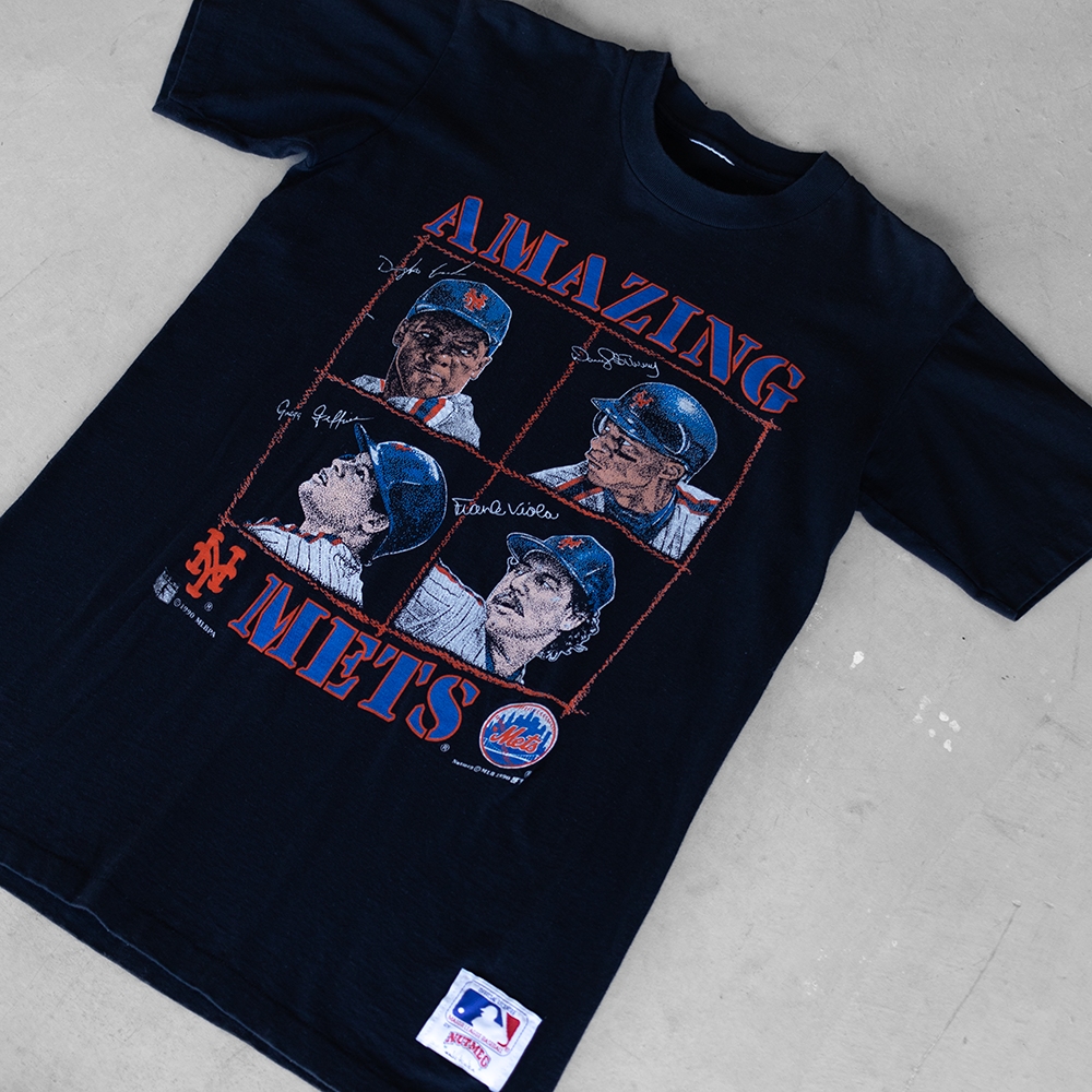 Vintage 1990 MLB New York Mets Players Graphic T-Shirt (S)