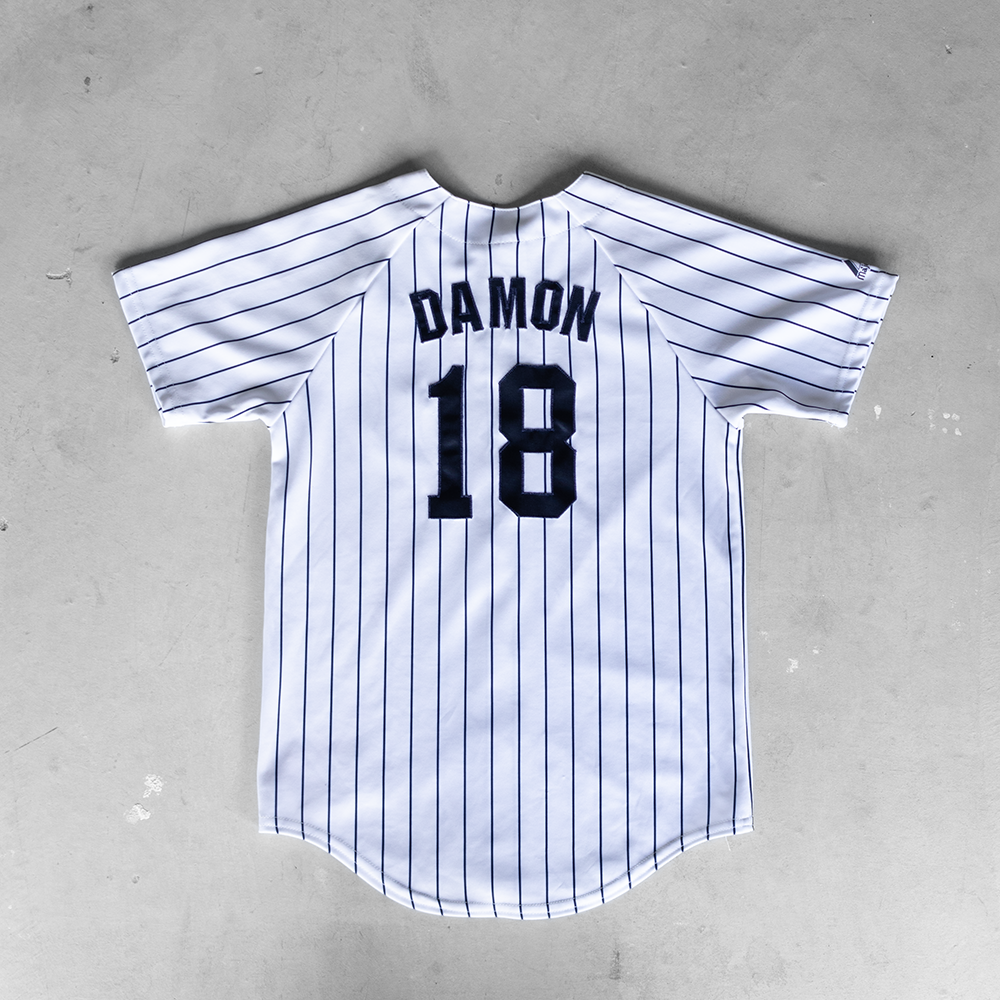 Vintage MLB Johnny Damon New York Yankees #18 Youth Baseball Jersey (L)