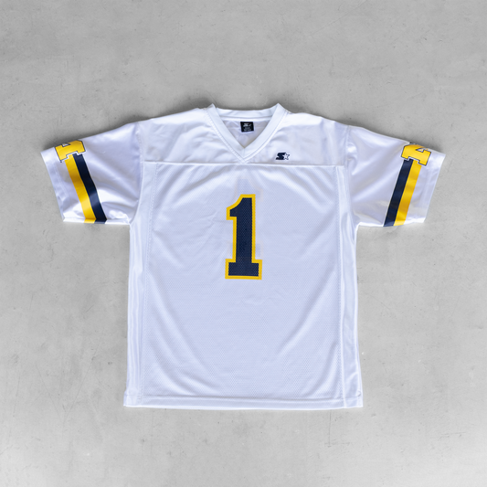 Vintage Michigan Wolverines #1 White Football Jersey (L)