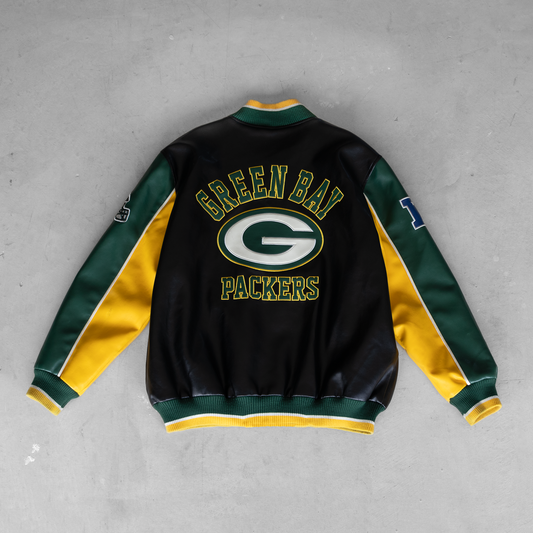Vintage NFL Green Bay Packers Faux Leather Jacket (XXL)