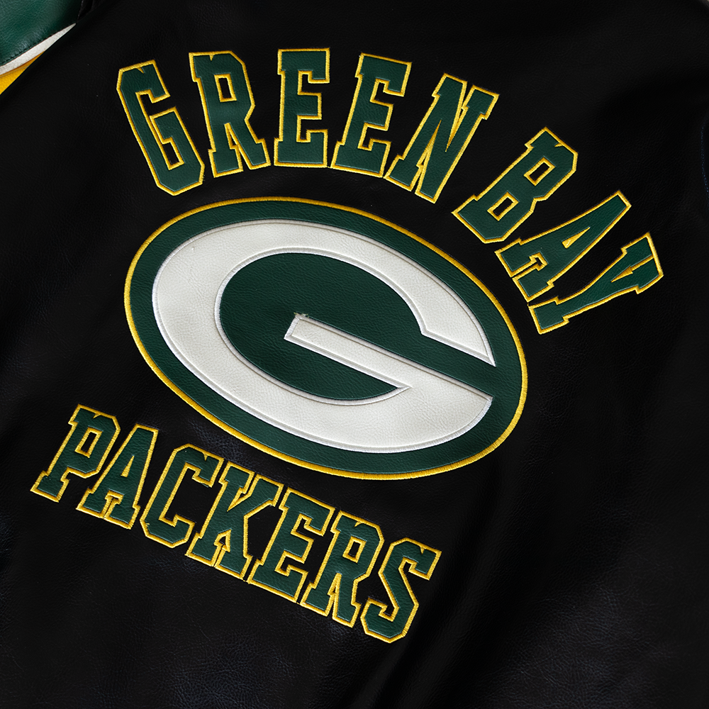 Vintage NFL Green Bay Packers Faux Leather Jacket (XXL)