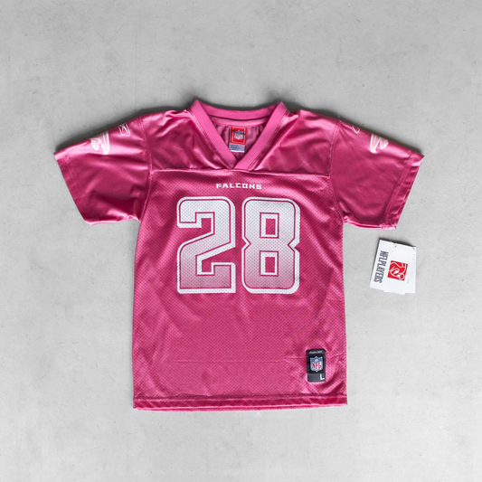 Vintage NFL Atlanta Falcons Warrick Dunn #28 Pink Youth Football Jersey (L)