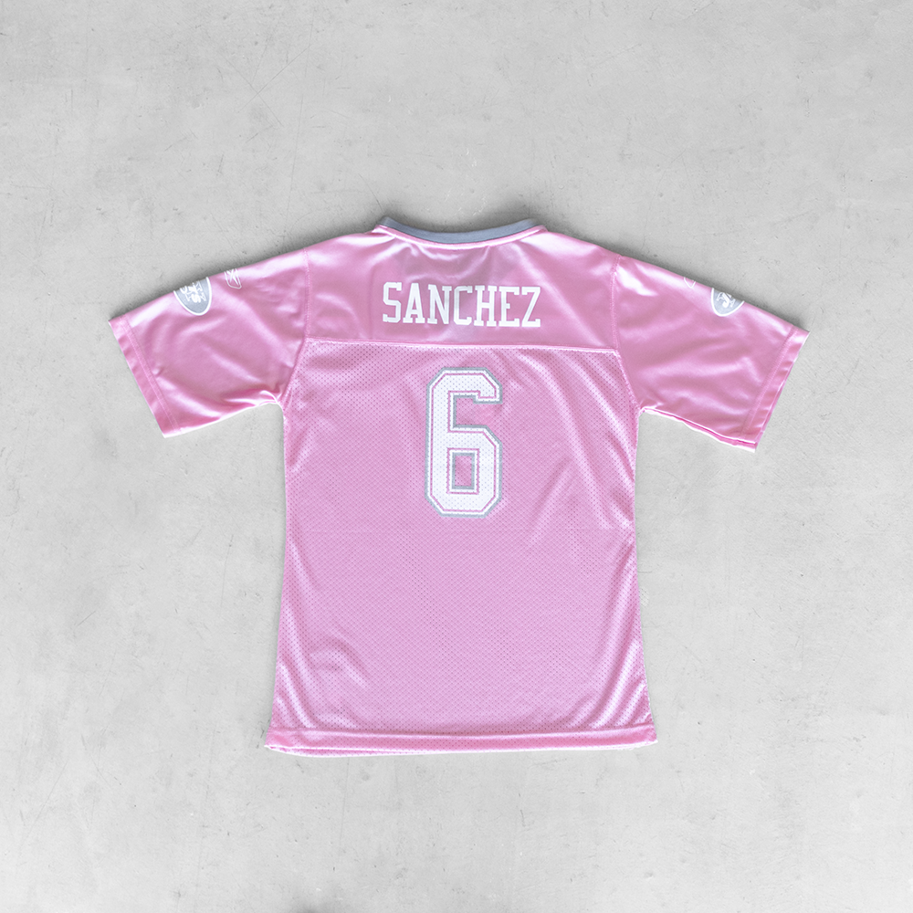 Vintage NFL NY Jets Mark Sanchez #6 Pink Youth Football Jersey (XL)