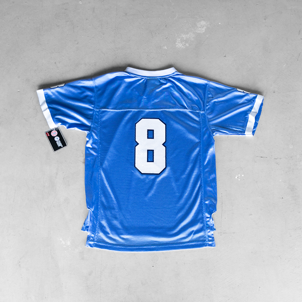 Vintage University Of North Carolina Baby Blue #8 Youth Football Jersey (L)