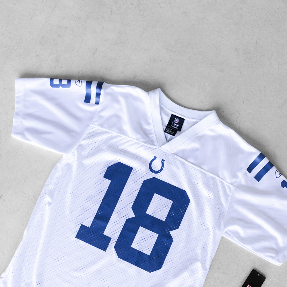 Vintage NFL Indianapolis Colts Peyton Manning #18 White Youth Football Jersey (L)