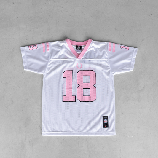 Vintage NFL Peyton Manning Indianapolis Colts #18 Baby Pink Youth Football Jersey