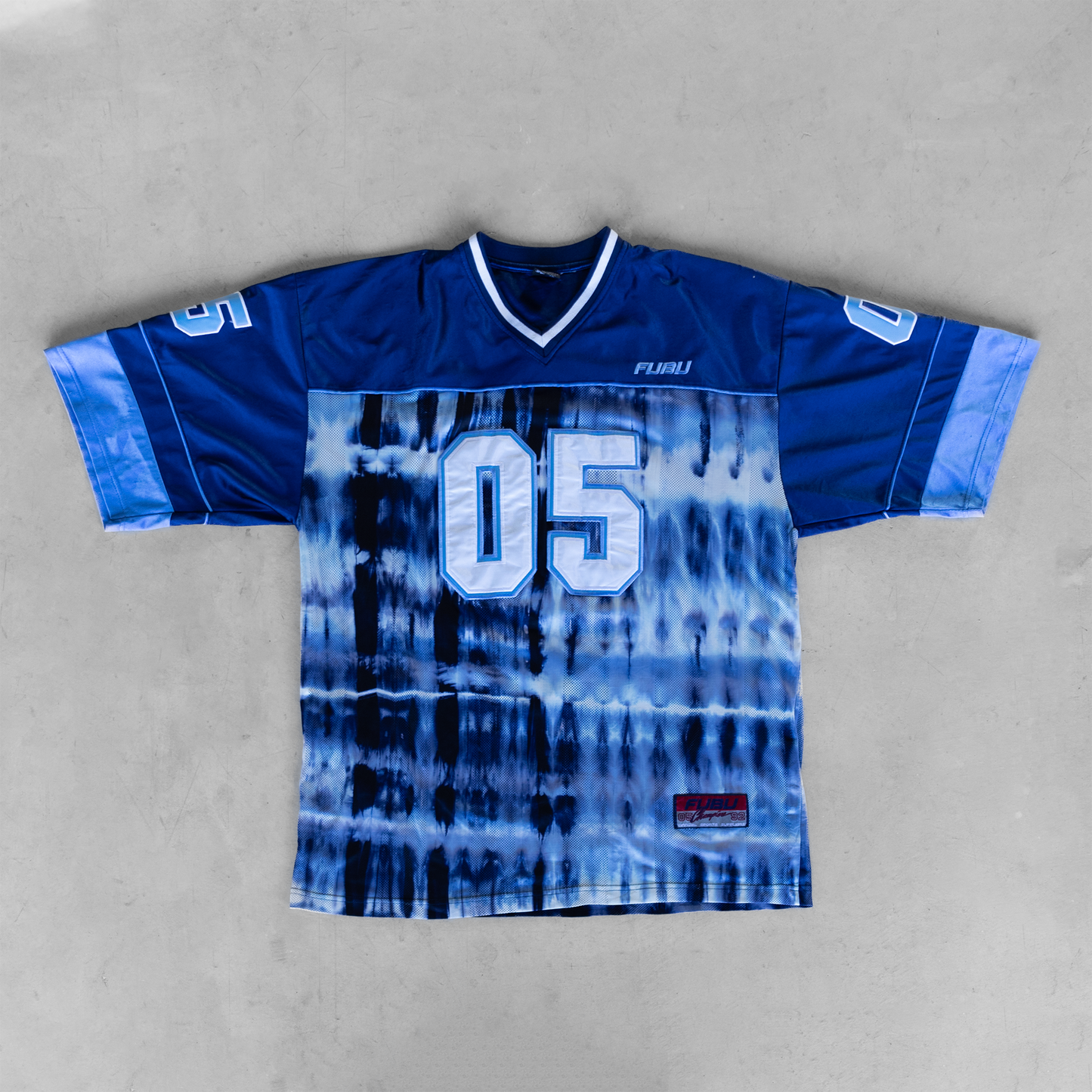 Vintage 90's FUBU Sport Limited Edition #05 Tie Dye Football Jersey (XL)