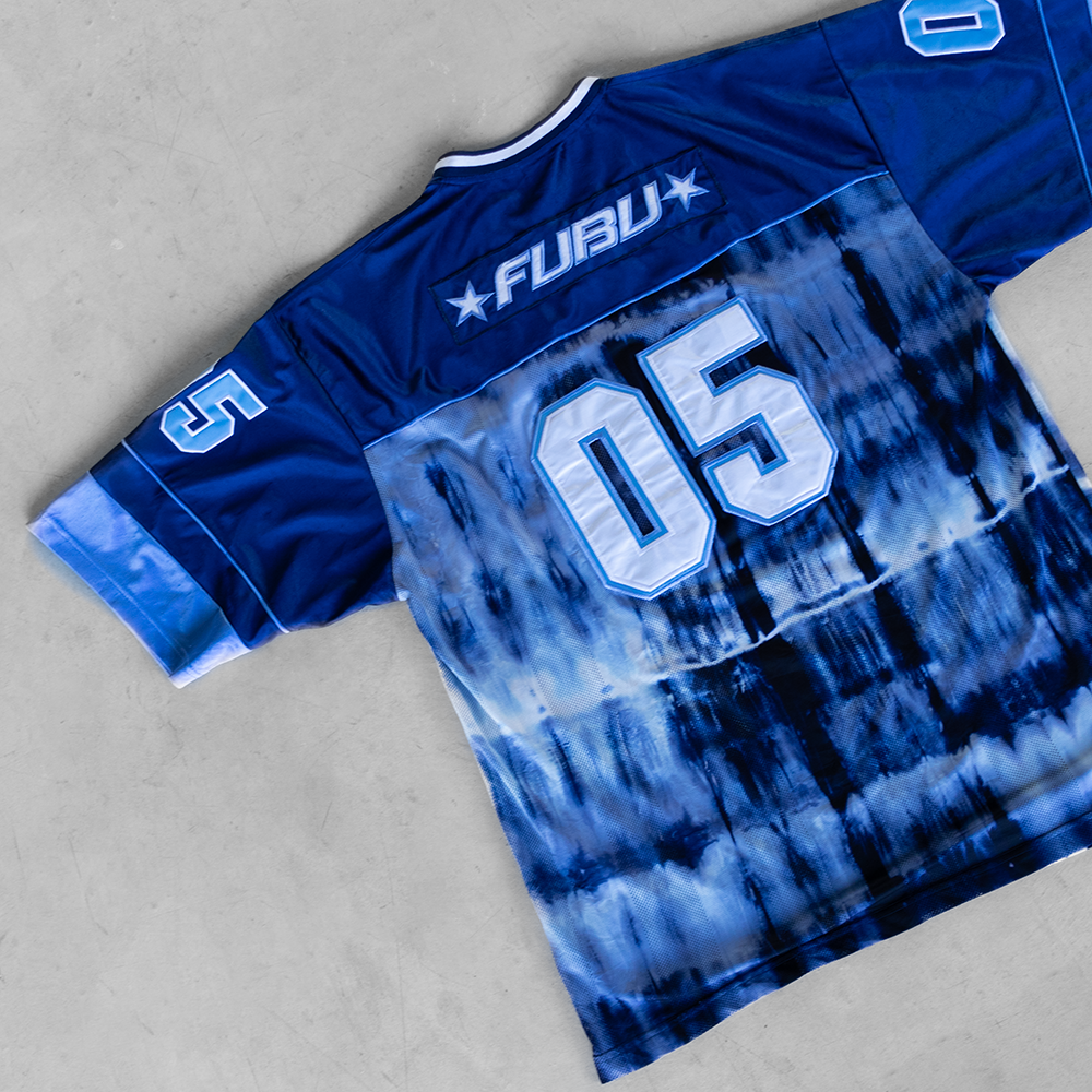 Vintage 90's FUBU Sport Limited Edition #05 Tie Dye Football Jersey (XL)