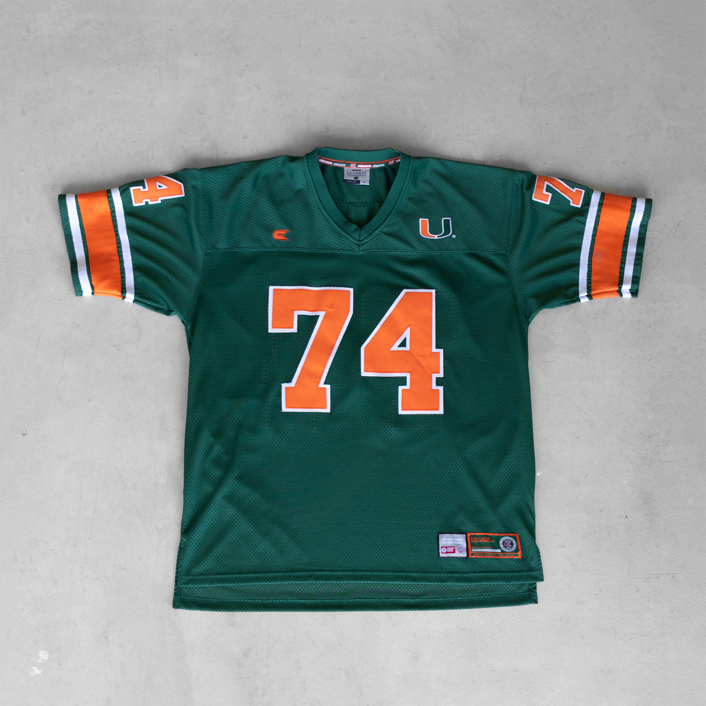 Vintage University Of Miami Hurricanes #74 Football Jersey (XL)