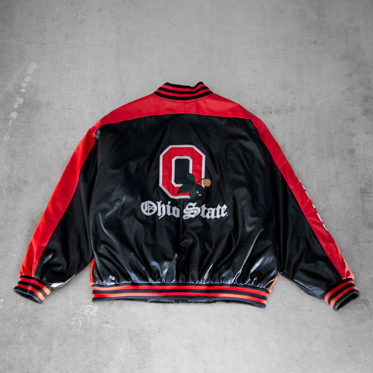 Vintage Ohio State Buckeyes Football Faux Leather Jacket (XL)
