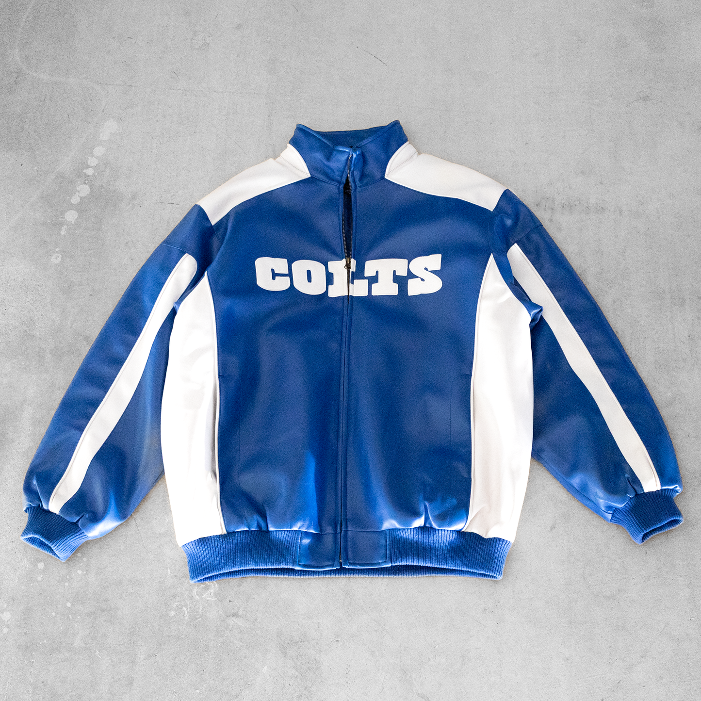 Vintage NFL Indianapolis Colts Football Faux Leather Jacket (L)