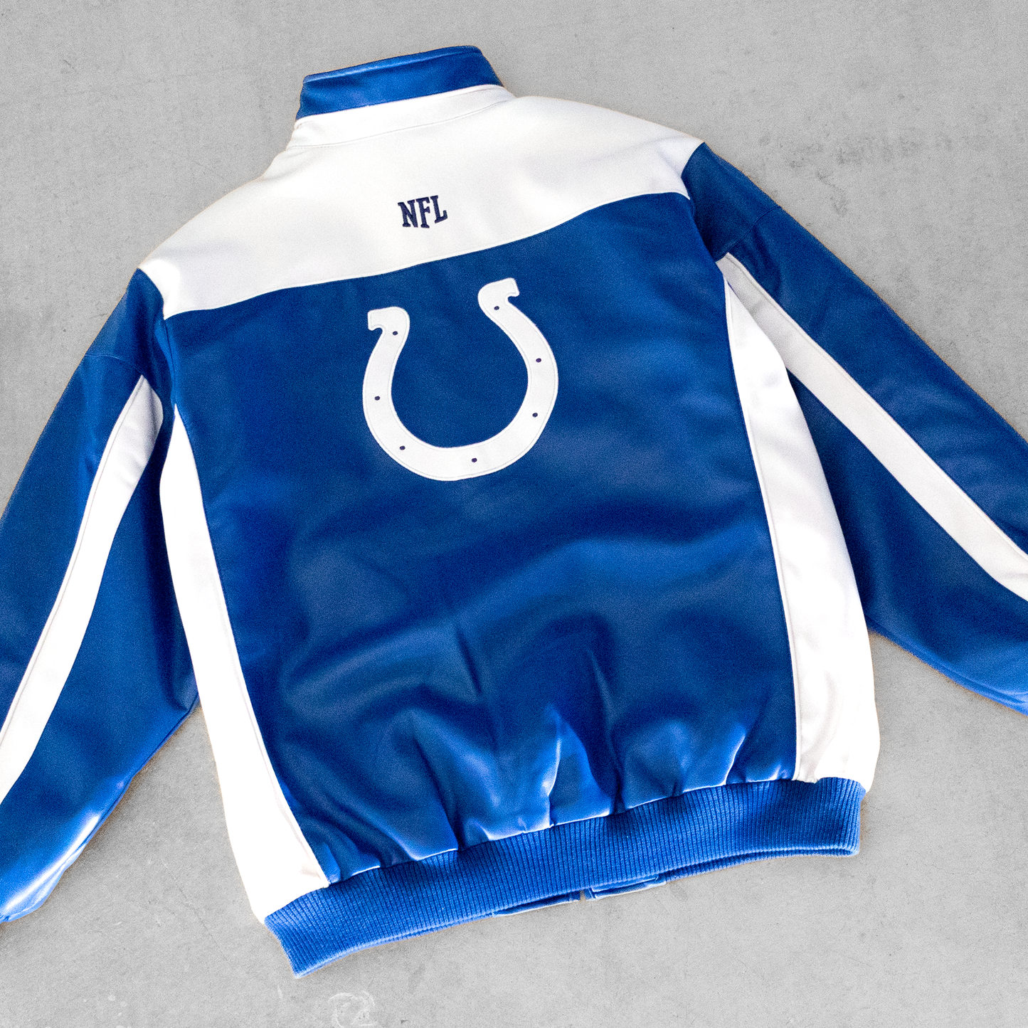 Vintage NFL Indianapolis Colts Football Faux Leather Jacket (L)