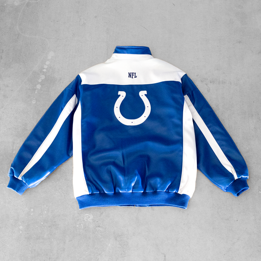 Vintage NFL Indianapolis Colts Football Faux Leather Jacket (L)