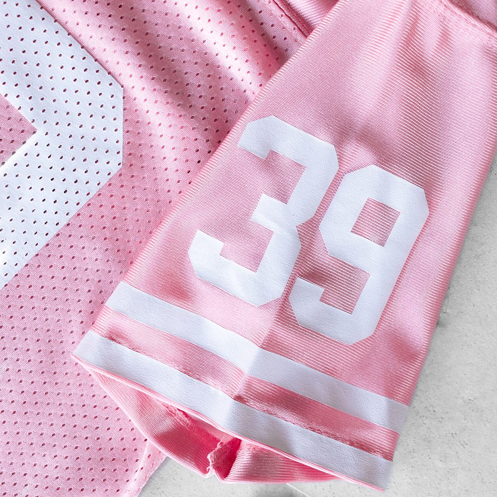 Vintage Adidas Wisconsin Badgers #39 Baby Pink Youth Football Jersey