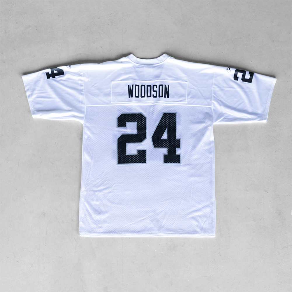 Vintage NFL Oakland Raiders Charles Woodson #24 Football Jersey (XL)