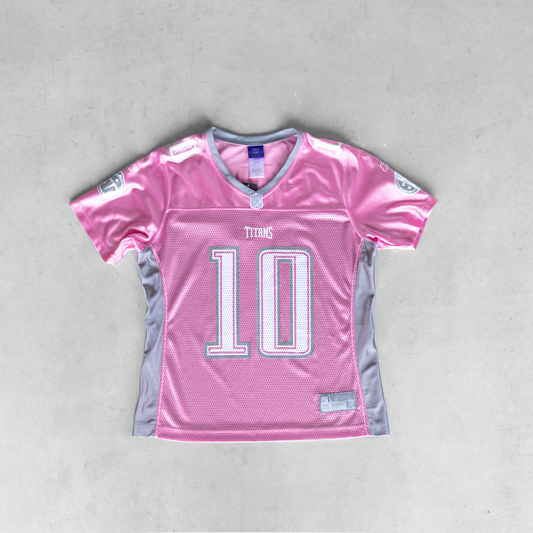 Vintage NFL Tennessee Titans Vince Young #10 Pink Women's Football Jersey (L)